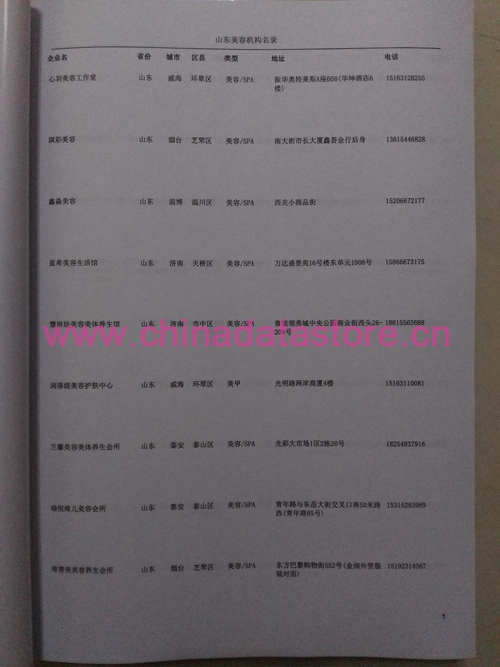 山東美容院企業(yè)黃頁收錄了最新的山東美容院企業(yè)名單，具有極高的營銷價(jià)值，實(shí)實(shí)在在提高銷售業(yè)績